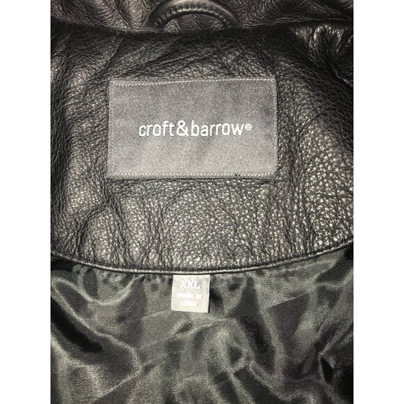 Croft & Barrow Men's Black Leather Bomber Aviator Jacket - Picture 5 of 10